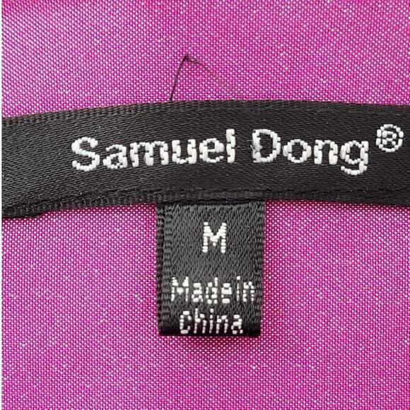 Samuel Dong Vintage Pink Applique Quilt Snap‎ Front Belted Trench Coat Jacket - Picture 4 of 16